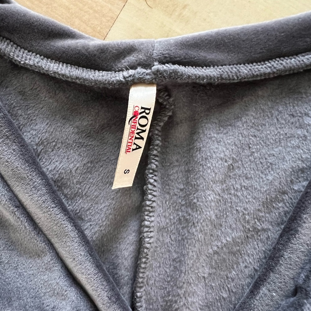 Roma Velvet Button-Up Romper Onesie in Gray - Picture 5 of 5